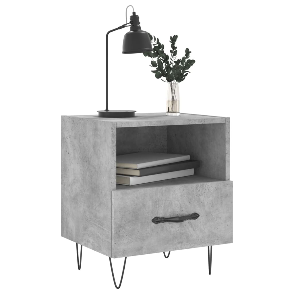 vidaXL Noptiere, 2 buc., gri beton, 40x35x47,5 cm, lemn compozit