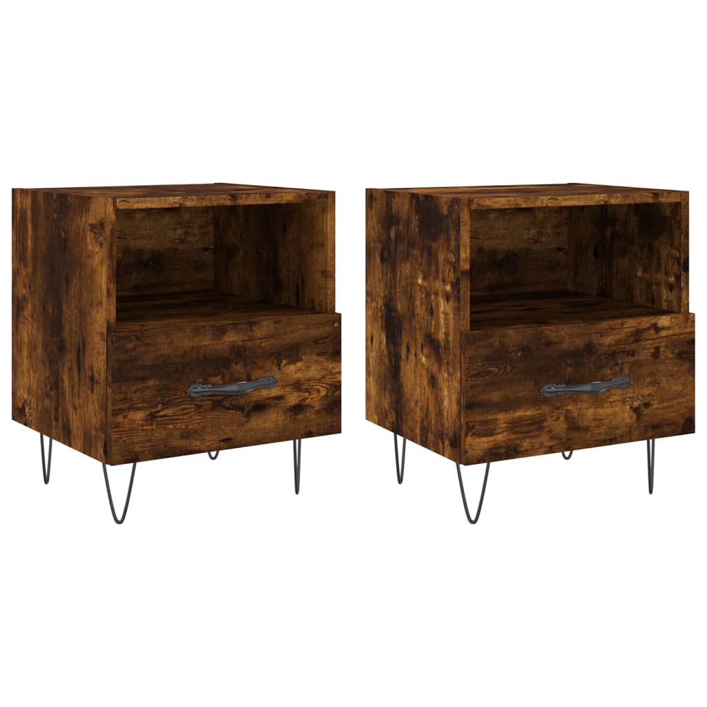 vidaXL Noptiere, 2 buc., stejar fumuriu, 40x35x47,5 cm, lemn compozit vidaXL Noptiere, 2 buc., stejar fumuriu, 40x35x47,5 cm, lemn compozit