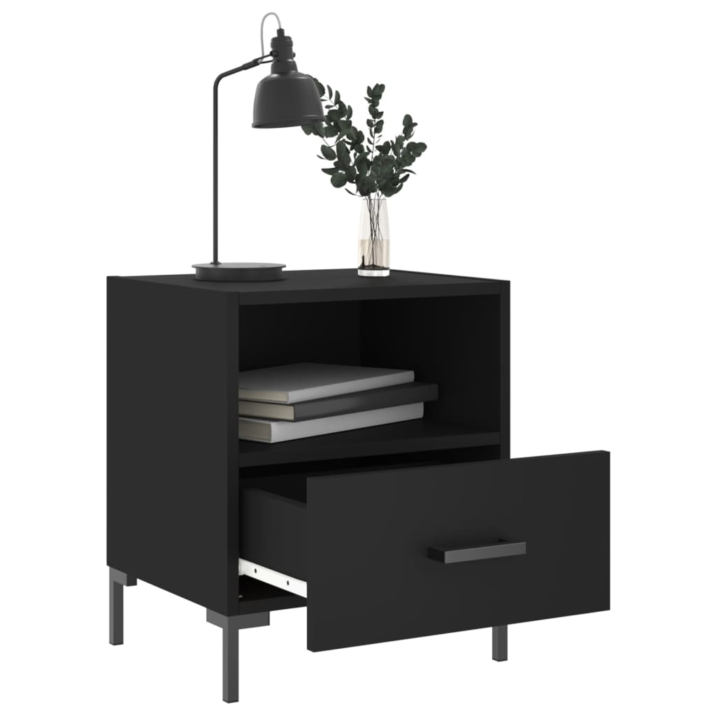 vidaXL Noptiere, 2 buc., negru, 40x35x47,5 cm, lemn compozit vidaXL Noptiere, 2 buc., negru, 40x35x47,5 cm, lemn compozit