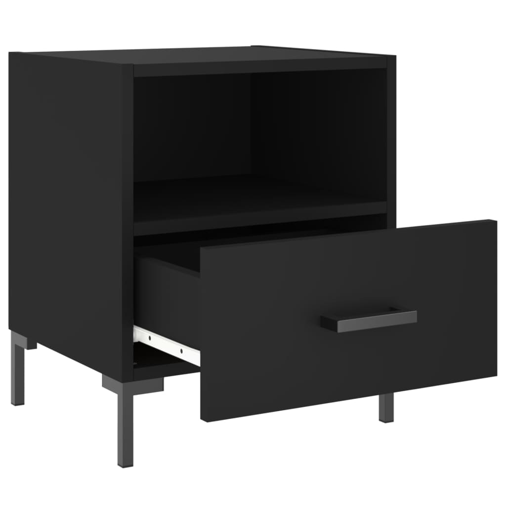 vidaXL Noptiere, 2 buc., negru, 40x35x47,5 cm, lemn compozit vidaXL Noptiere, 2 buc., negru, 40x35x47,5 cm, lemn compozit