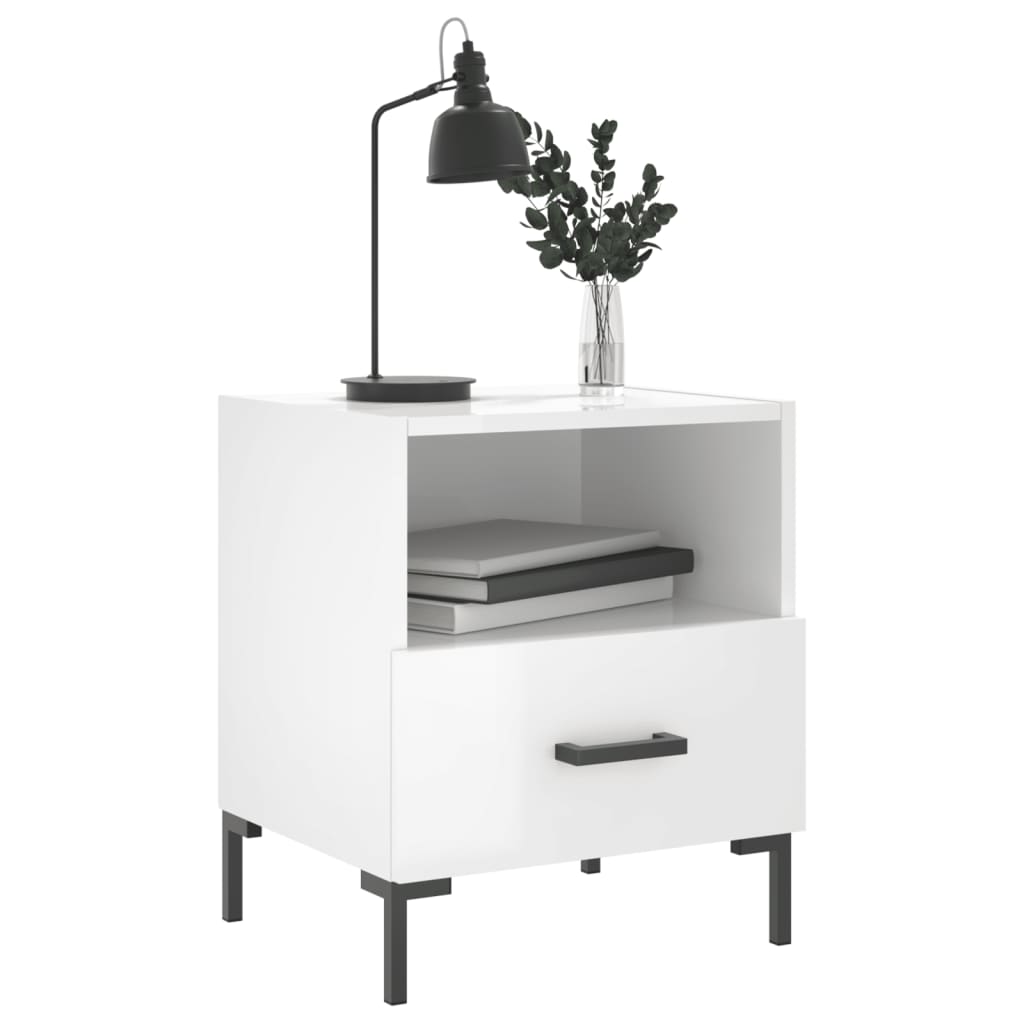 vidaXL Noptiere, 2 buc., alb extralucios, 40x35x47,5 cm, lemn compozit vidaXL Noptiere, 2 buc., alb extralucios, 40x35x47,5 cm, lemn compozit