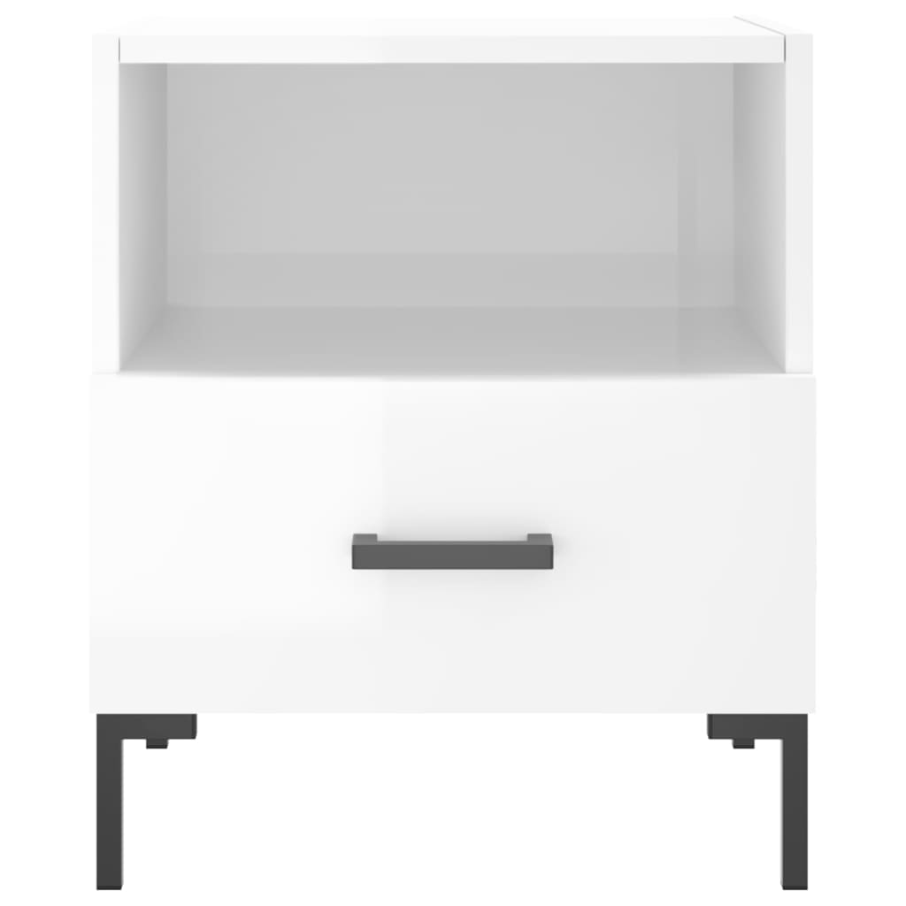 vidaXL Noptiere, 2 buc., alb extralucios, 40x35x47,5 cm, lemn compozit vidaXL Noptiere, 2 buc., alb extralucios, 40x35x47,5 cm, lemn compozit
