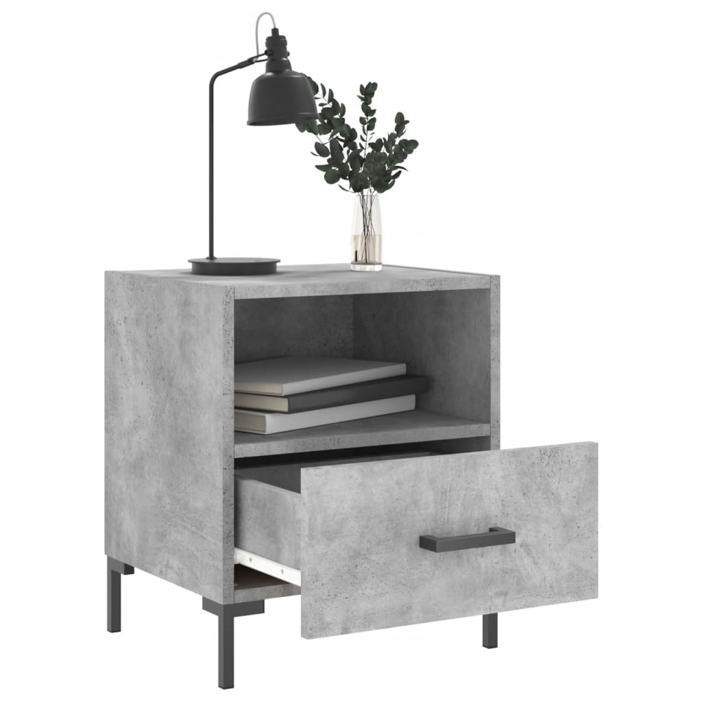 vidaXL Noptiere, 2 buc., gri beton, 40x35x47,5 cm, lemn compozit