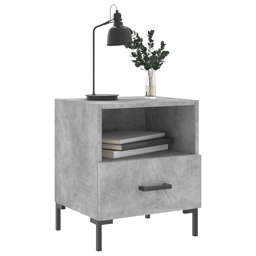 vidaXL Noptiere, 2 buc., gri beton, 40x35x47,5 cm, lemn compozit