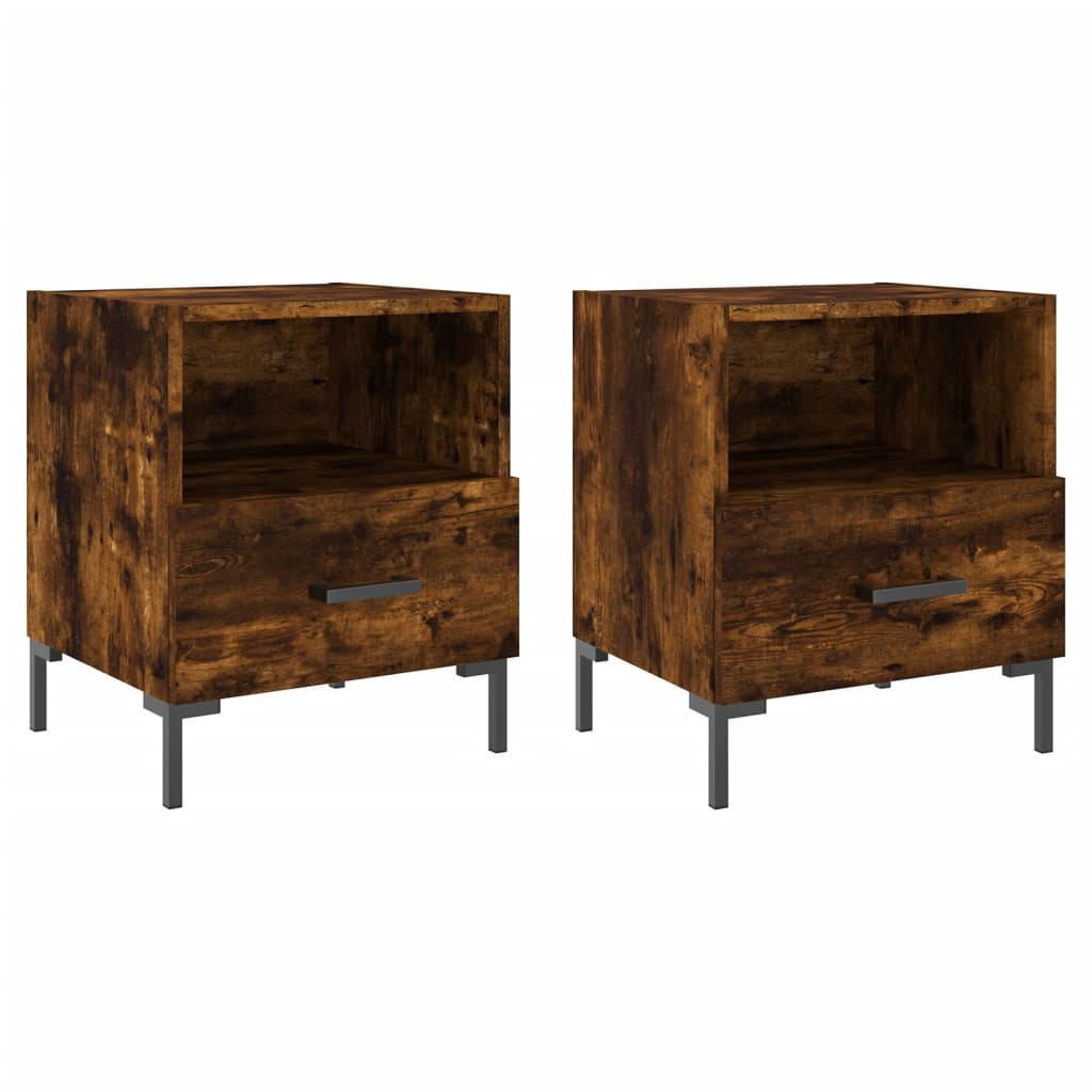 vidaXL Noptiere, 2 buc., stejar fumuriu, 40x35x47,5 cm, lemn compozit vidaXL Noptiere, 2 buc., stejar fumuriu, 40x35x47,5 cm, lemn compozit