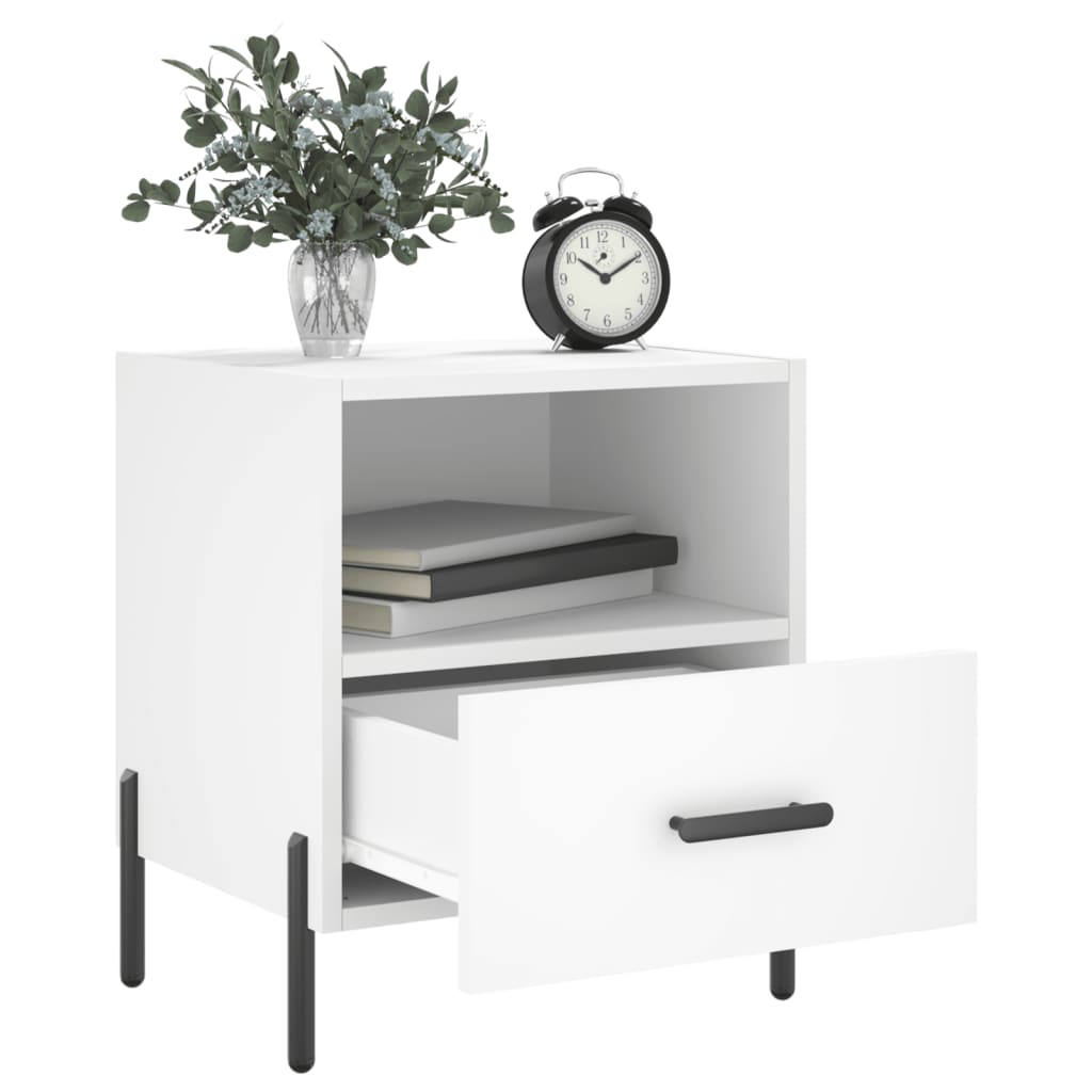 vidaXL Noptiere, 2 buc., alb, 40x35x47,5 cm, lemn compozit vidaXL Noptiere, 2 buc., alb, 40x35x47,5 cm, lemn compozit