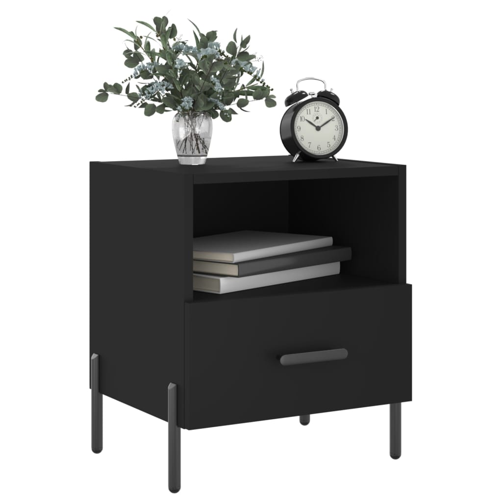 vidaXL Noptiere, 2 buc., negru, 40x35x47,5 cm, lemn compozit vidaXL Noptiere, 2 buc., negru, 40x35x47,5 cm, lemn compozit
