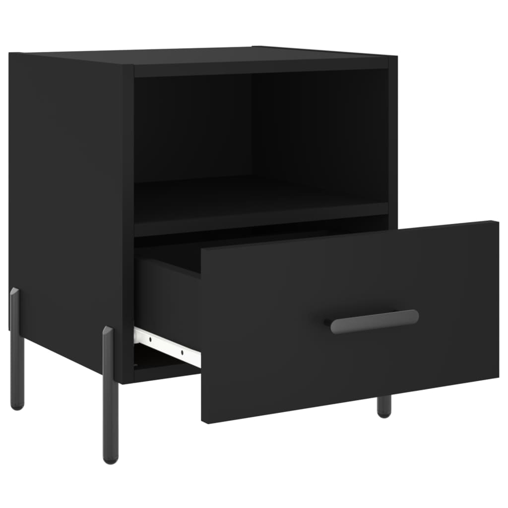 vidaXL Noptiere, 2 buc., negru, 40x35x47,5 cm, lemn compozit vidaXL Noptiere, 2 buc., negru, 40x35x47,5 cm, lemn compozit