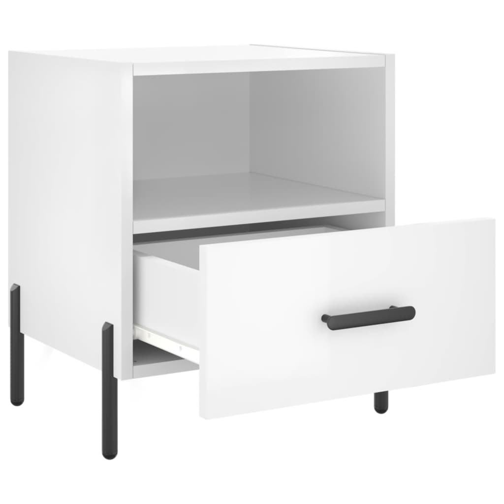 vidaXL Noptiere, 2 buc., alb extralucios, 40x35x47,5 cm, lemn compozit vidaXL Noptiere, 2 buc., alb extralucios, 40x35x47,5 cm, lemn compozit
