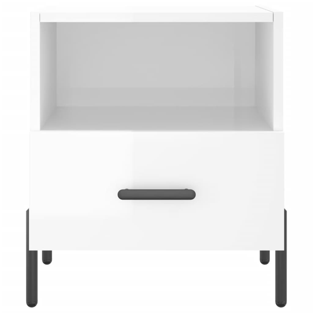 vidaXL Noptiere, 2 buc., alb extralucios, 40x35x47,5 cm, lemn compozit vidaXL Noptiere, 2 buc., alb extralucios, 40x35x47,5 cm, lemn compozit