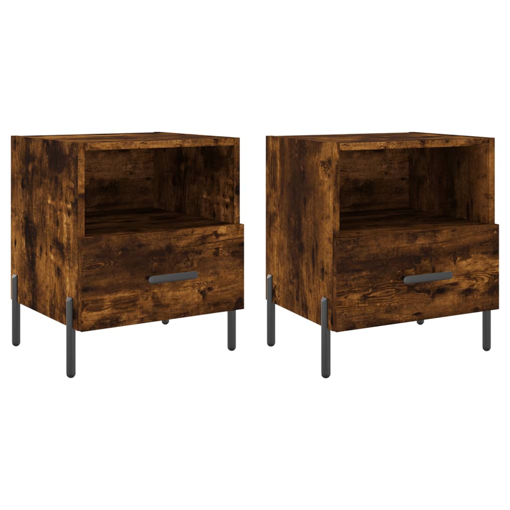 vidaXL Noptiere, 2 buc., stejar fumuriu, 40x35x47,5 cm, lemn compozit vidaXL Noptiere, 2 buc., stejar fumuriu, 40x35x47,5 cm, lemn compozit