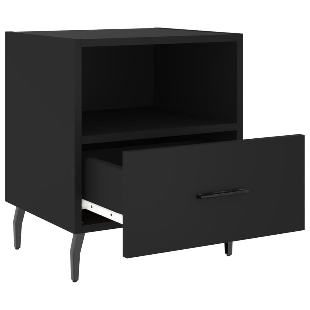 vidaXL Noptiere, 2 buc., negru, 40x35x47,5 cm, lemn compozit vidaXL Noptiere, 2 buc., negru, 40x35x47,5 cm, lemn compozit
