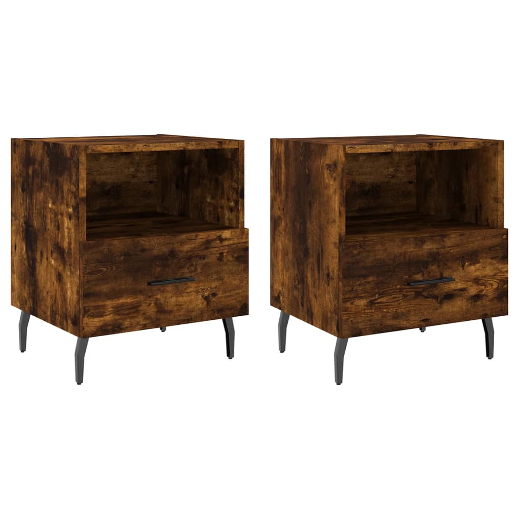 vidaXL Noptiere, 2 buc., stejar fumuriu, 40x35x47,5 cm, lemn compozit vidaXL Noptiere, 2 buc., stejar fumuriu, 40x35x47,5 cm, lemn compozit