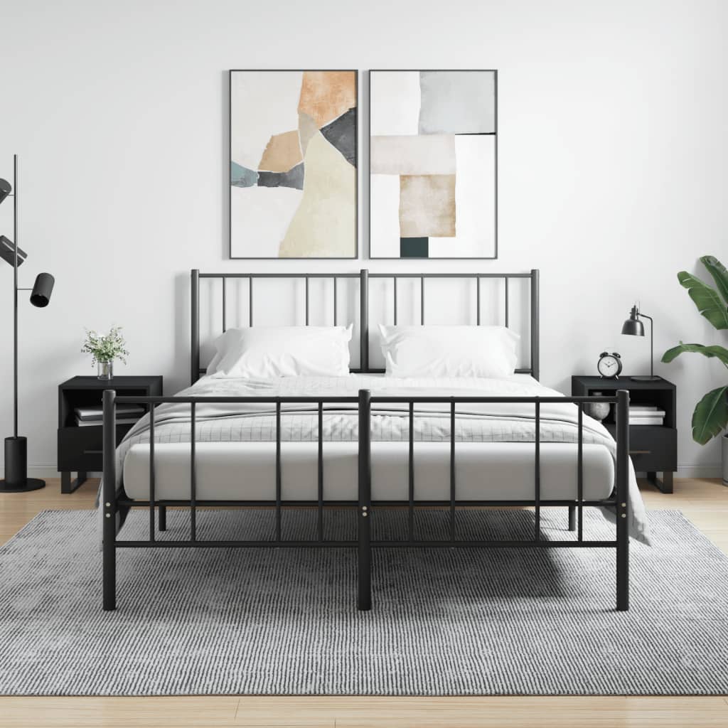 vidaXL Noptiere, 2 buc., negru, 40x35x47,5 cm, lemn compozit vidaXL Noptiere, 2 buc., negru, 40x35x47,5 cm, lemn compozit