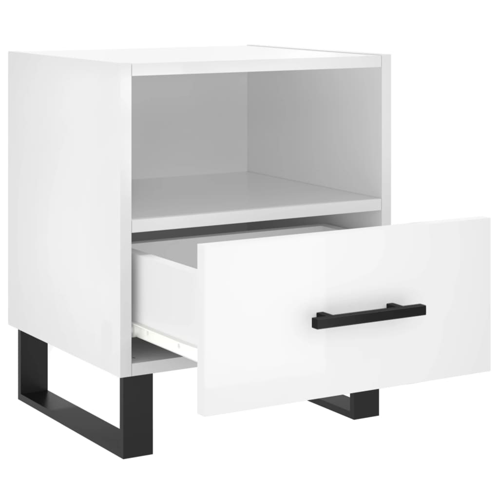 vidaXL Noptiere, 2 buc., alb extralucios, 40x35x47,5 cm, lemn compozit vidaXL Noptiere, 2 buc., alb extralucios, 40x35x47,5 cm, lemn compozit