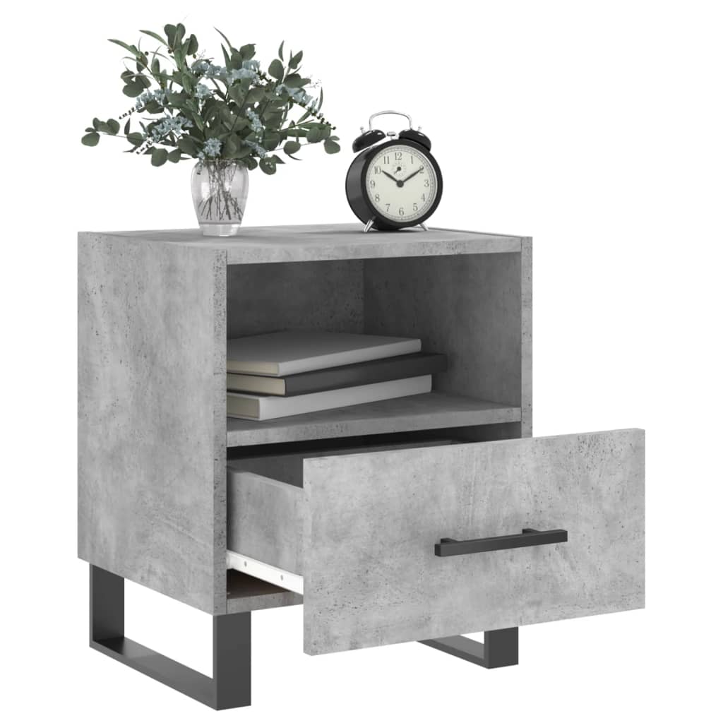 vidaXL Noptiere, 2 buc., gri beton, 40x35x47,5 cm, lemn compozit