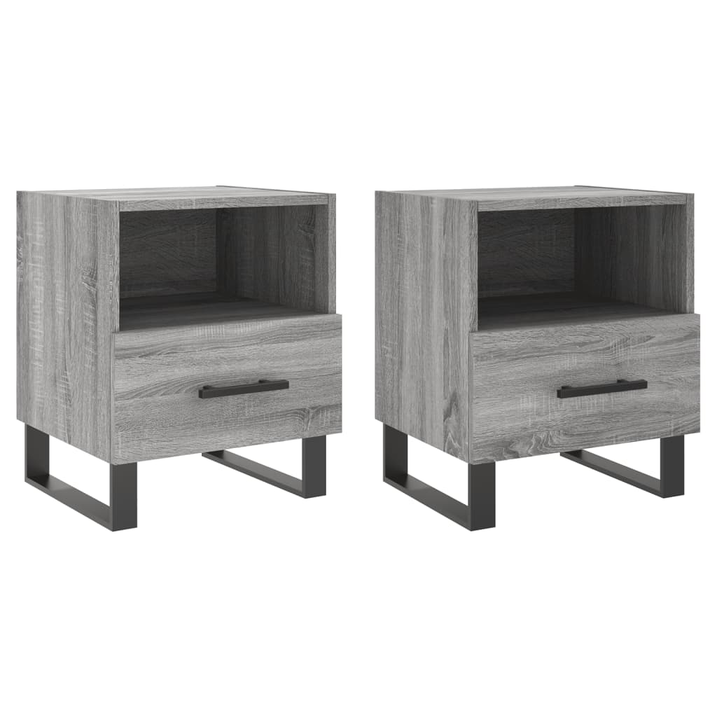 vidaXL Noptiere, 2 buc., gri sonoma, 40x35x47,5 cm, lemn compozit vidaXL Noptiere, 2 buc., gri sonoma, 40x35x47,5 cm, lemn compozit
