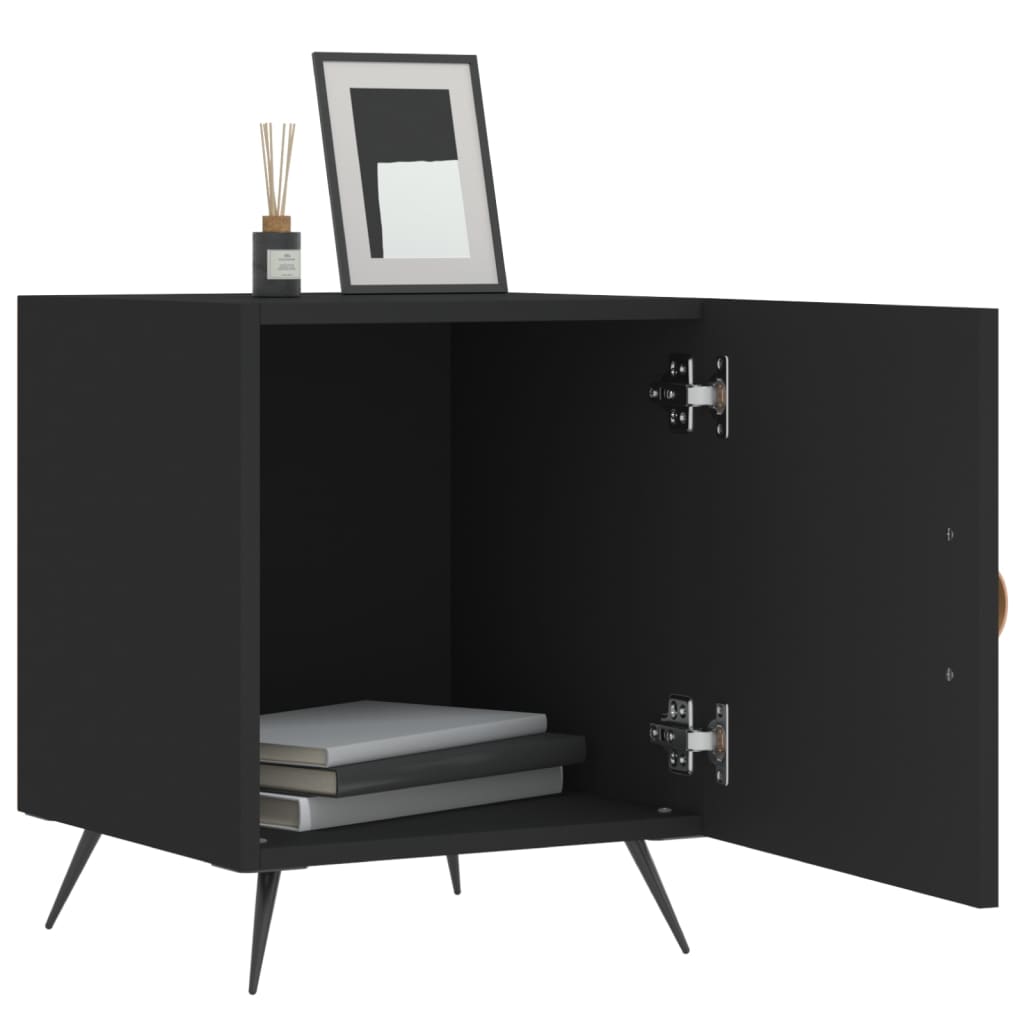 vidaXL Noptiere, 2 buc., negru, 40x40x50 cm, lemn compozit vidaXL Noptiere, 2 buc., negru, 40x40x50 cm, lemn compozit