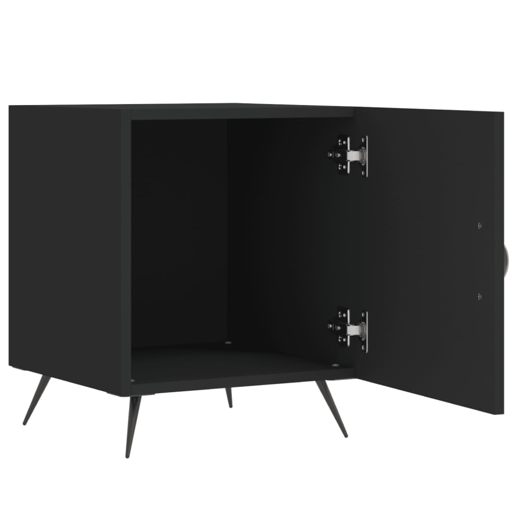 vidaXL Noptiere, 2 buc., negru, 40x40x50 cm, lemn compozit vidaXL Noptiere, 2 buc., negru, 40x40x50 cm, lemn compozit