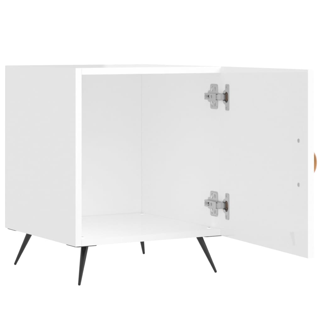 vidaXL Noptiere, 2 buc., alb extralucios, 40x40x50 cm, lemn compozit