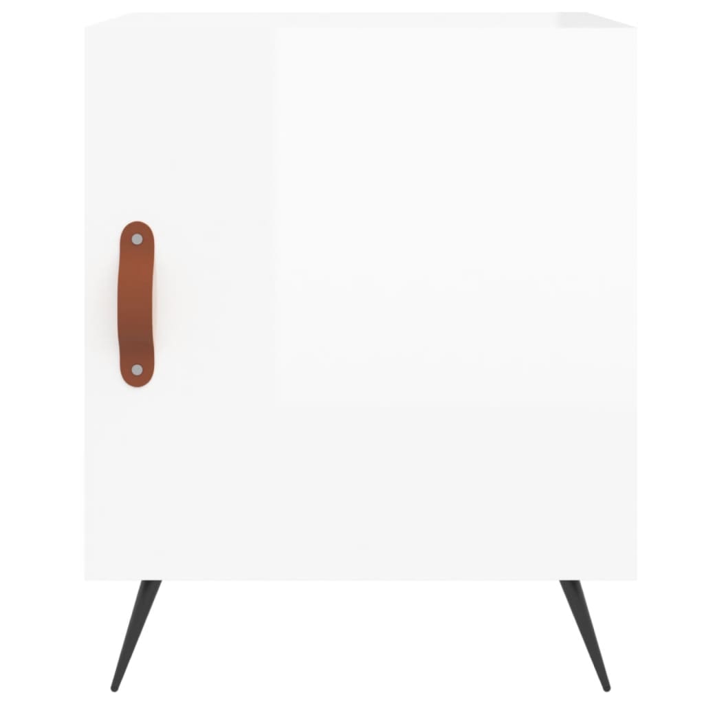 vidaXL Noptiere, 2 buc., alb extralucios, 40x40x50 cm, lemn compozit