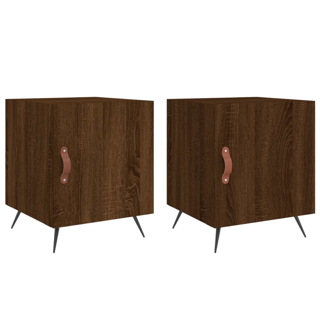 vidaXL Noptiere, 2 buc., stejar maro, 40x40x50 cm, lemn compozit vidaXL Noptiere, 2 buc., stejar maro, 40x40x50 cm, lemn compozit