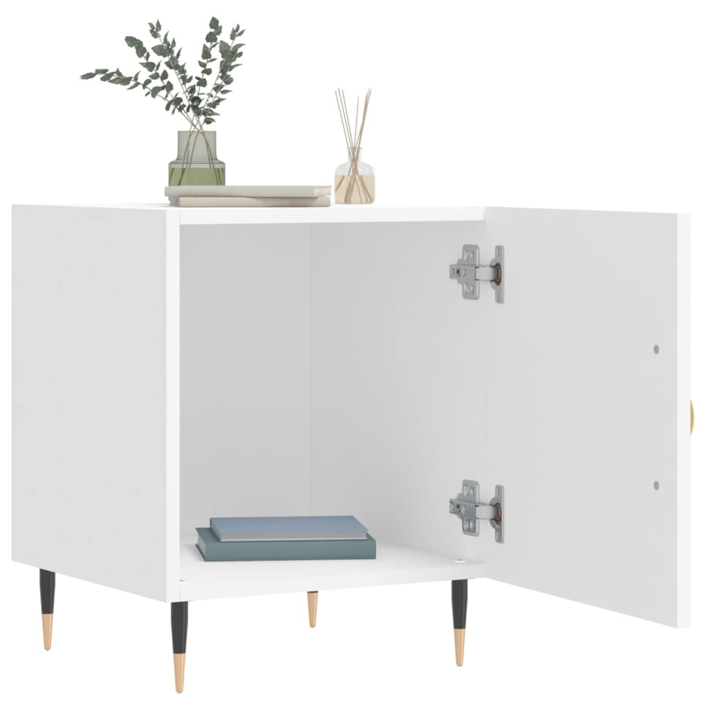 vidaXL Noptiere, 2 buc., alb, 40x40x50 cm, lemn compozit vidaXL Noptiere, 2 buc., alb, 40x40x50 cm, lemn compozit