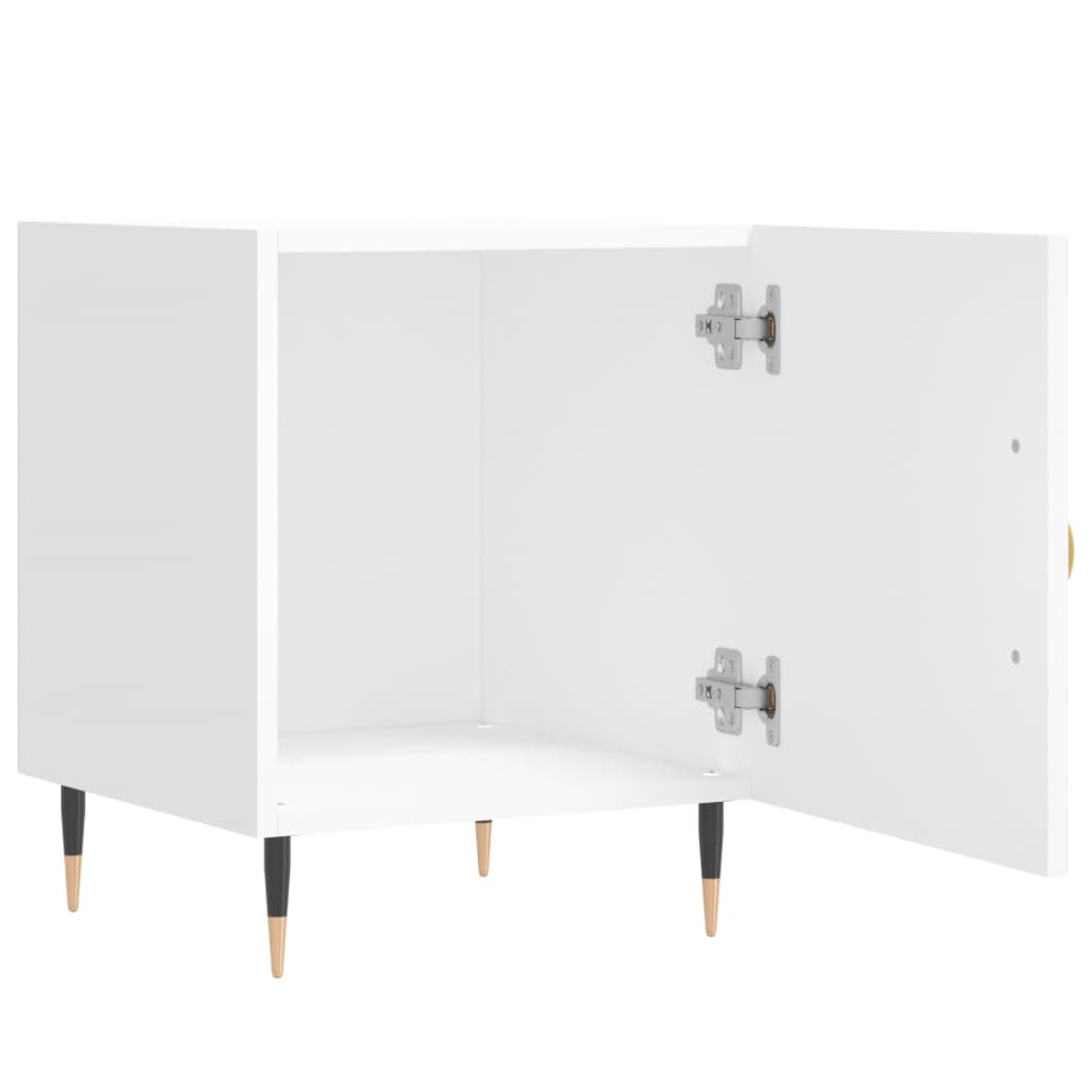vidaXL Noptiere, 2 buc., alb, 40x40x50 cm, lemn compozit vidaXL Noptiere, 2 buc., alb, 40x40x50 cm, lemn compozit