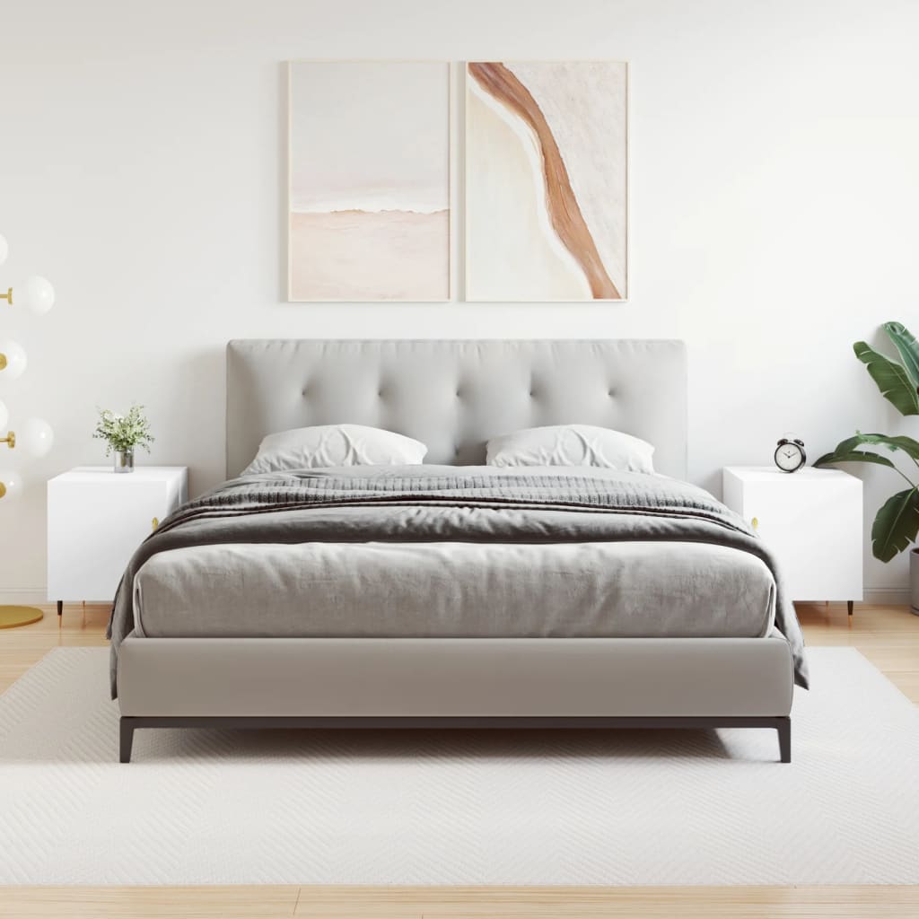 vidaXL Noptiere, 2 buc., alb, 40x40x50 cm, lemn compozit vidaXL Noptiere, 2 buc., alb, 40x40x50 cm, lemn compozit