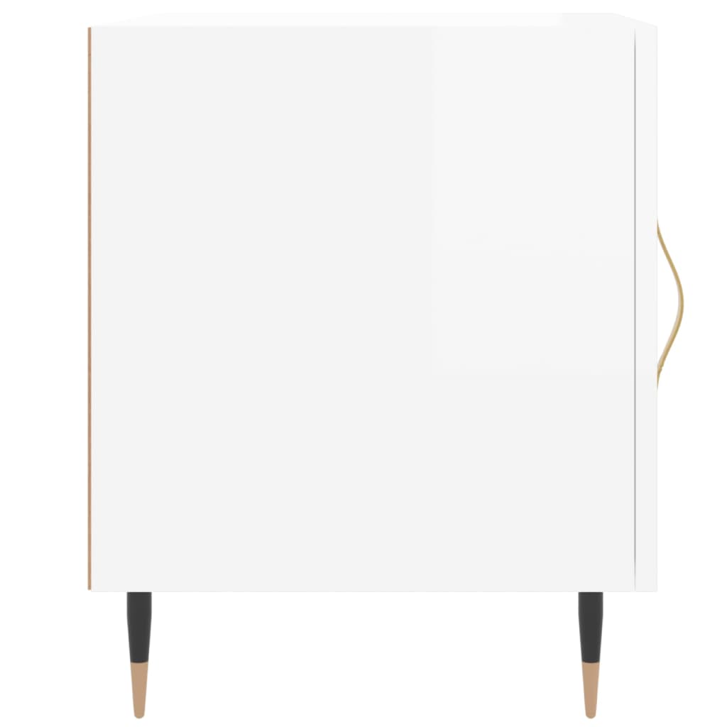 vidaXL Noptiere, 2 buc., alb extralucios, 40x40x50 cm, lemn compozit