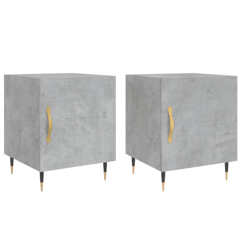 vidaXL Noptiere, 2 buc., gri beton, 40x40x50 cm, lemn compozit