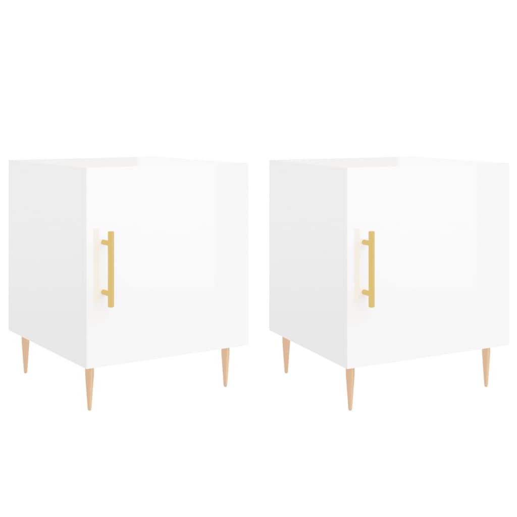 vidaXL Noptiere, 2 buc., alb extralucios, 40x40x50 cm, lemn compozit vidaXL Noptiere, 2 buc., alb extralucios, 40x40x50 cm, lemn compozit