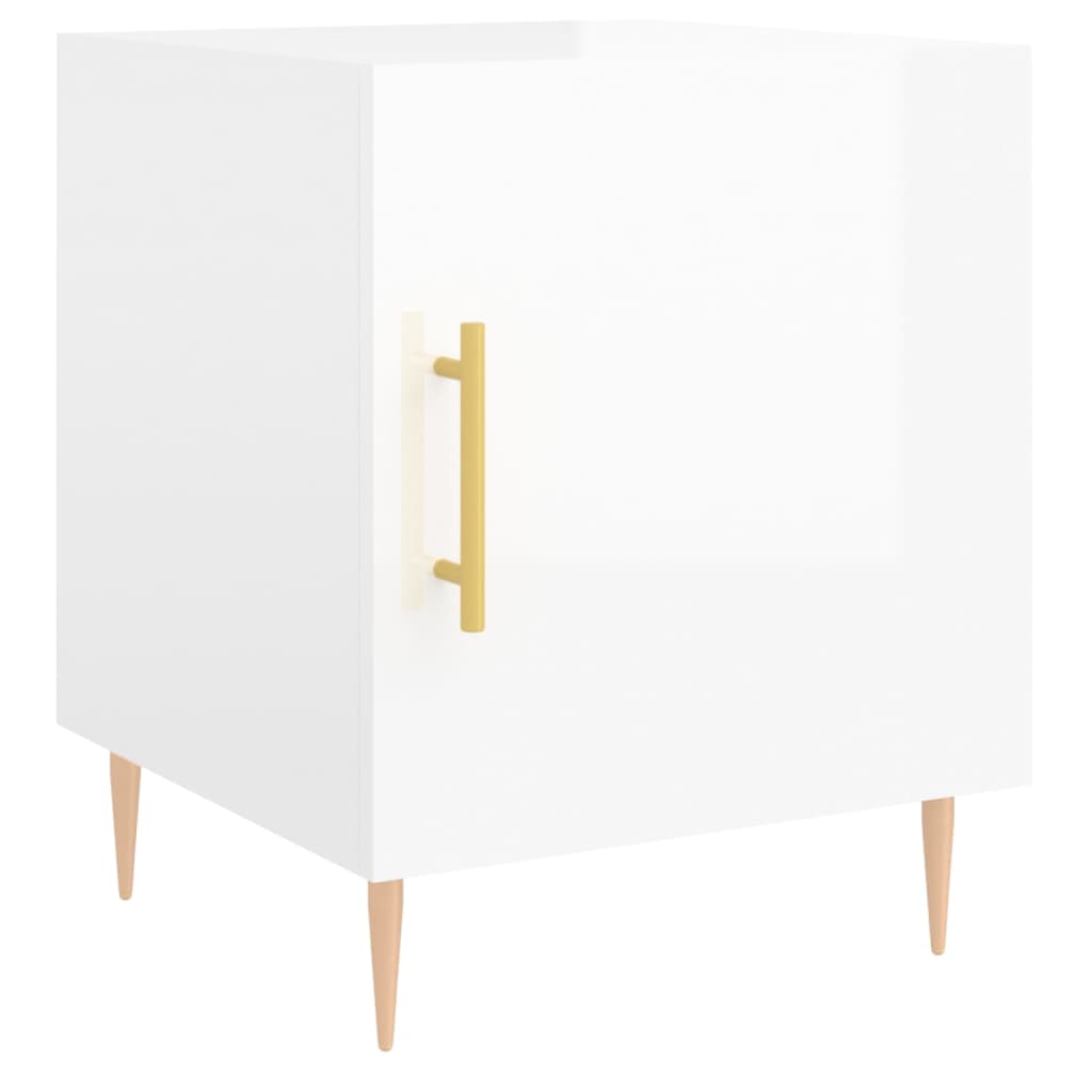 vidaXL Noptiere, 2 buc., alb extralucios, 40x40x50 cm, lemn compozit vidaXL Noptiere, 2 buc., alb extralucios, 40x40x50 cm, lemn compozit