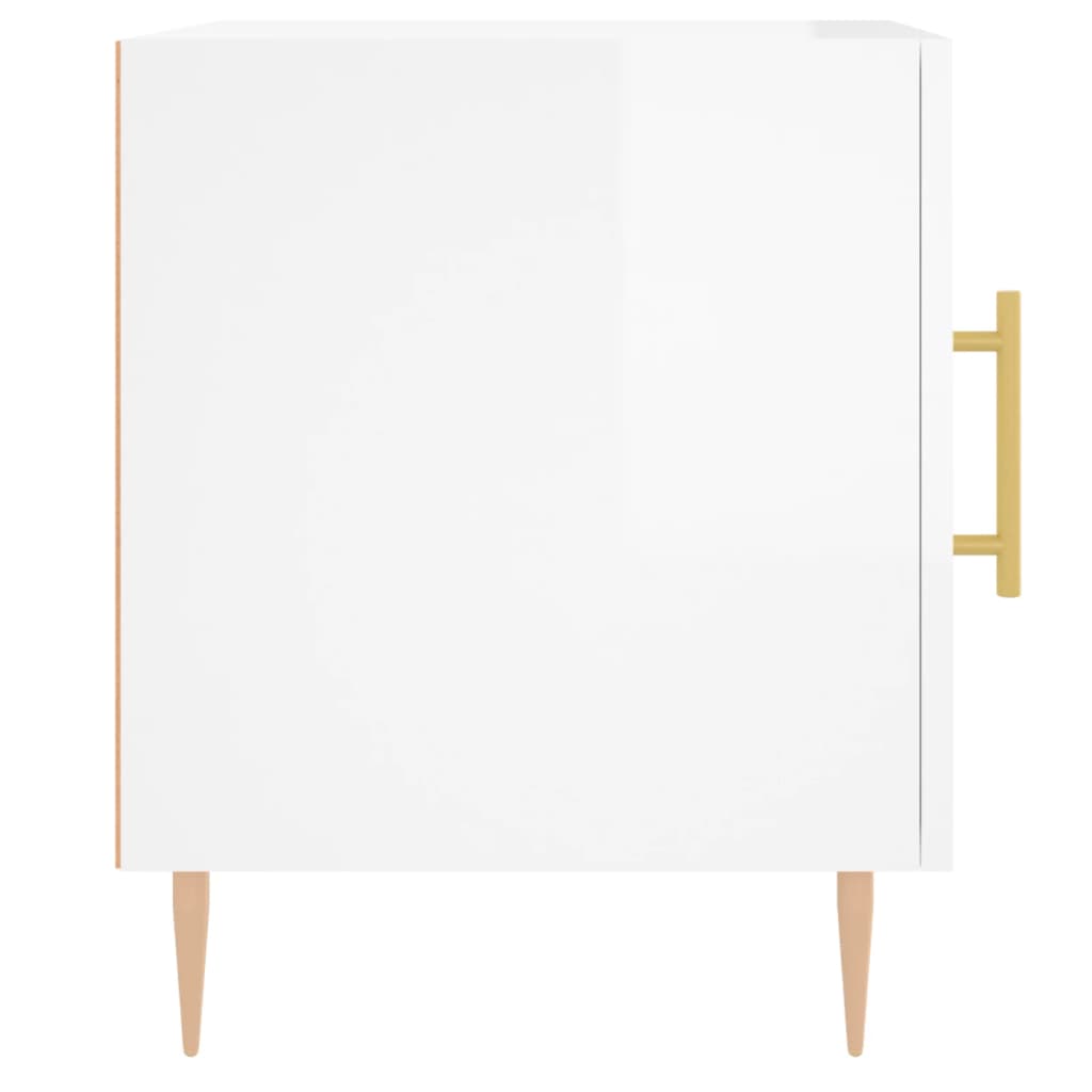 vidaXL Noptiere, 2 buc., alb extralucios, 40x40x50 cm, lemn compozit vidaXL Noptiere, 2 buc., alb extralucios, 40x40x50 cm, lemn compozit