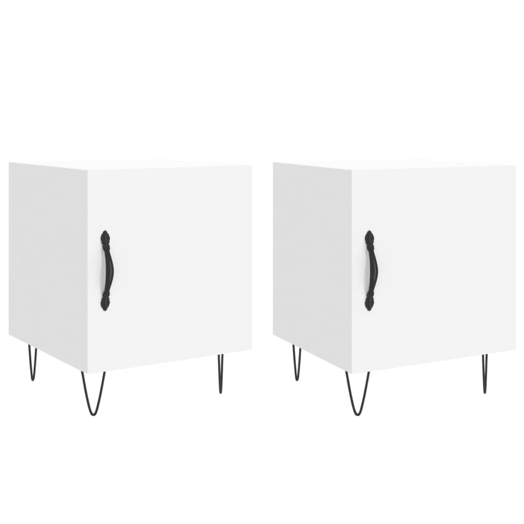 vidaXL Noptiere, 2 buc., alb, 40x40x50 cm, lemn compozit