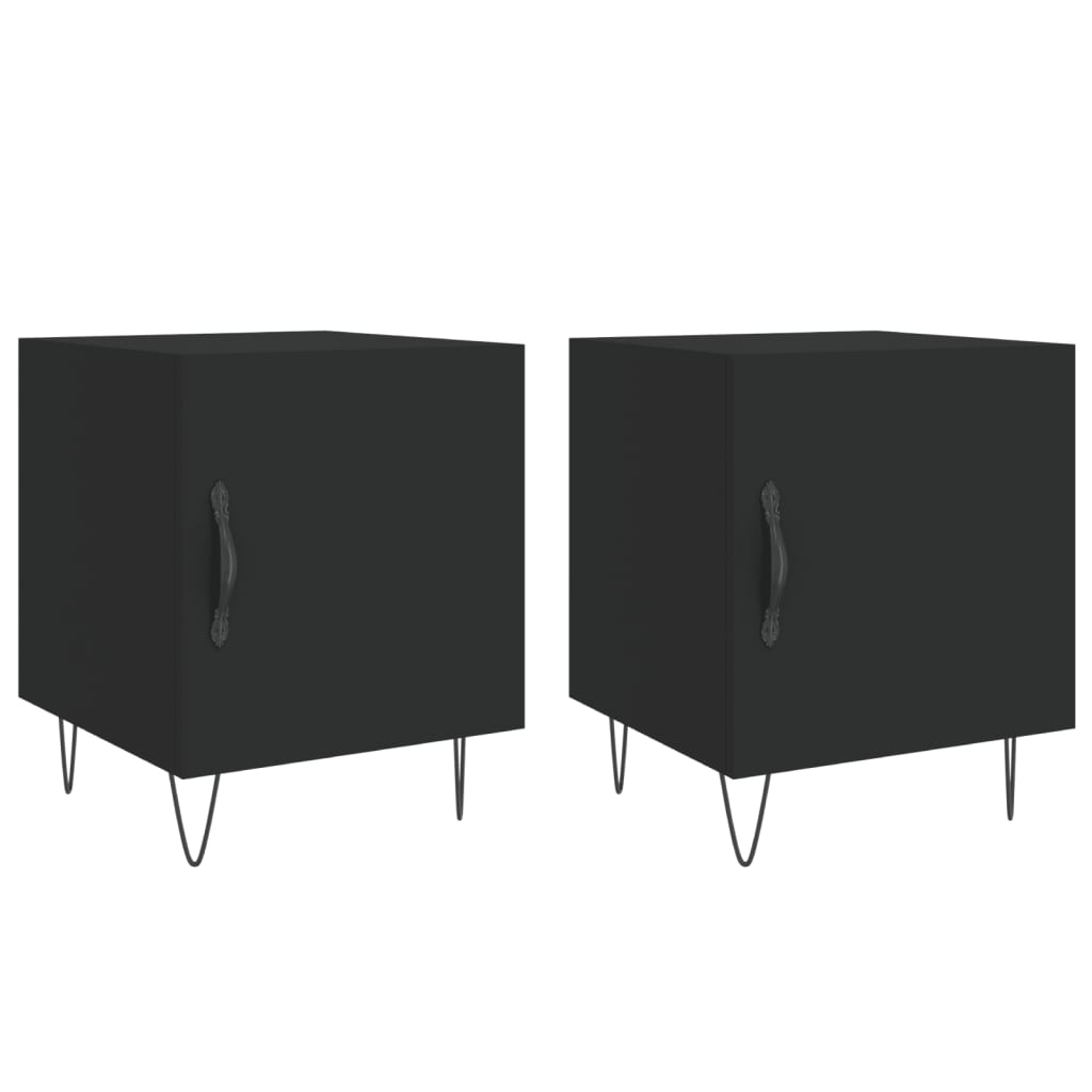vidaXL Noptiere, 2 buc., negru, 40x40x50 cm, lemn compozit vidaXL Noptiere, 2 buc., negru, 40x40x50 cm, lemn compozit