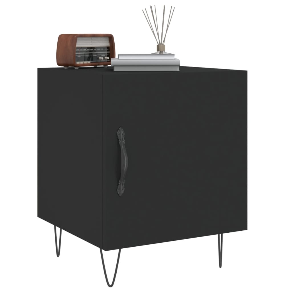 vidaXL Noptiere, 2 buc., negru, 40x40x50 cm, lemn compozit vidaXL Noptiere, 2 buc., negru, 40x40x50 cm, lemn compozit