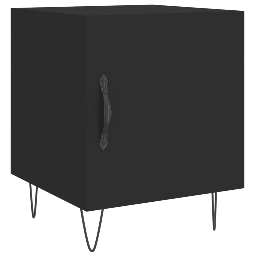 vidaXL Noptiere, 2 buc., negru, 40x40x50 cm, lemn compozit vidaXL Noptiere, 2 buc., negru, 40x40x50 cm, lemn compozit