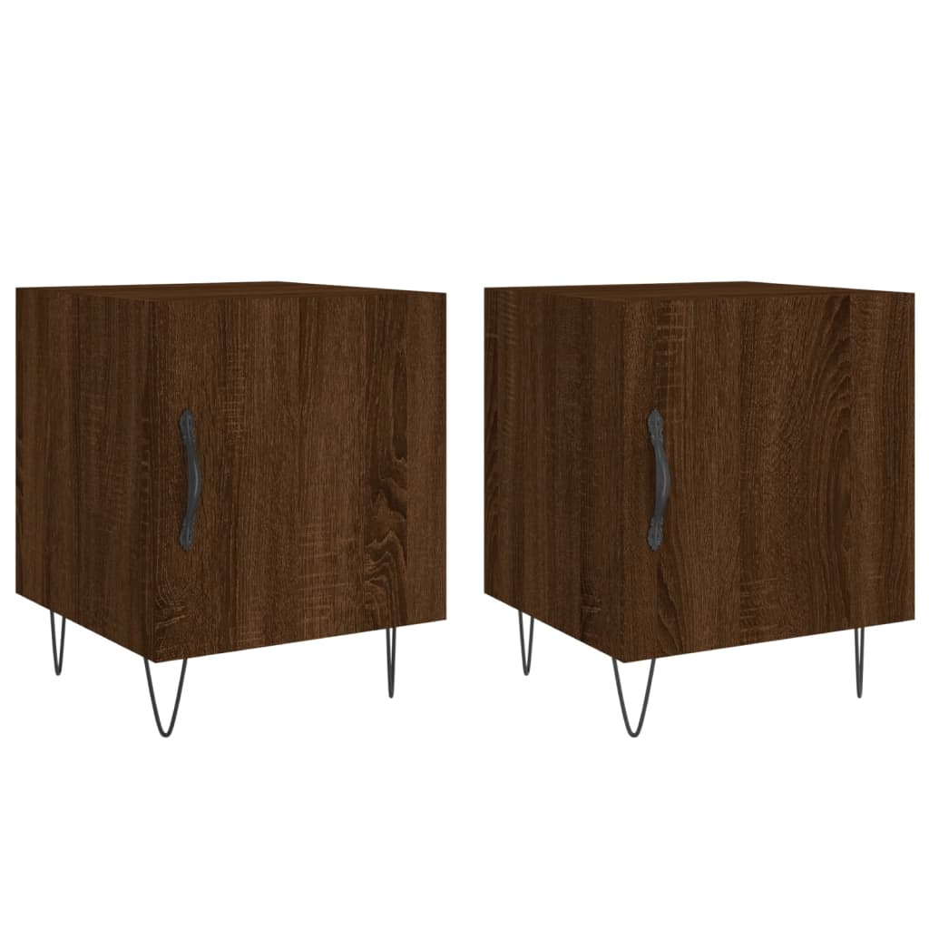 vidaXL Noptiere, 2 buc., stejar maro, 40x40x50 cm, lemn compozit vidaXL Noptiere, 2 buc., stejar maro, 40x40x50 cm, lemn compozit