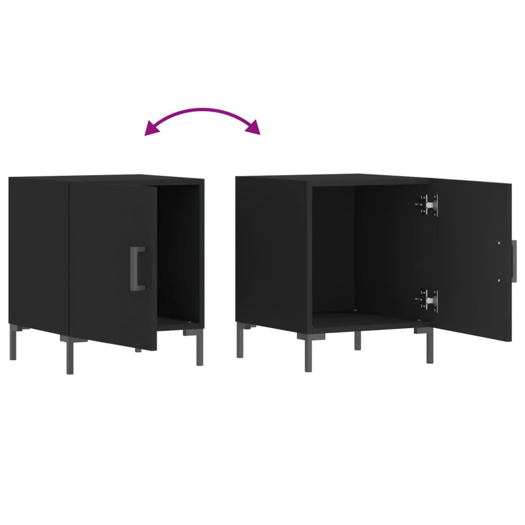 vidaXL Noptiere, 2 buc., negru, 40x40x50 cm, lemn compozit vidaXL Noptiere, 2 buc., negru, 40x40x50 cm, lemn compozit