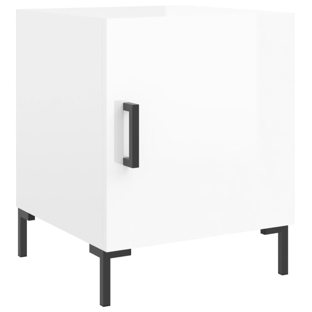 vidaXL Noptiere, 2 buc., alb extralucios, 40x40x50 cm, lemn compozit