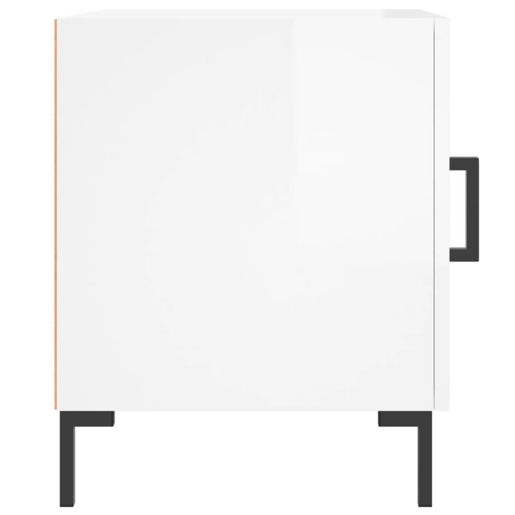 vidaXL Noptiere, 2 buc., alb extralucios, 40x40x50 cm, lemn compozit