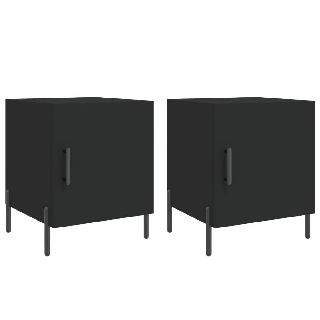 vidaXL Noptiere, 2 buc., negru, 40x40x50 cm, lemn compozit vidaXL Noptiere, 2 buc., negru, 40x40x50 cm, lemn compozit