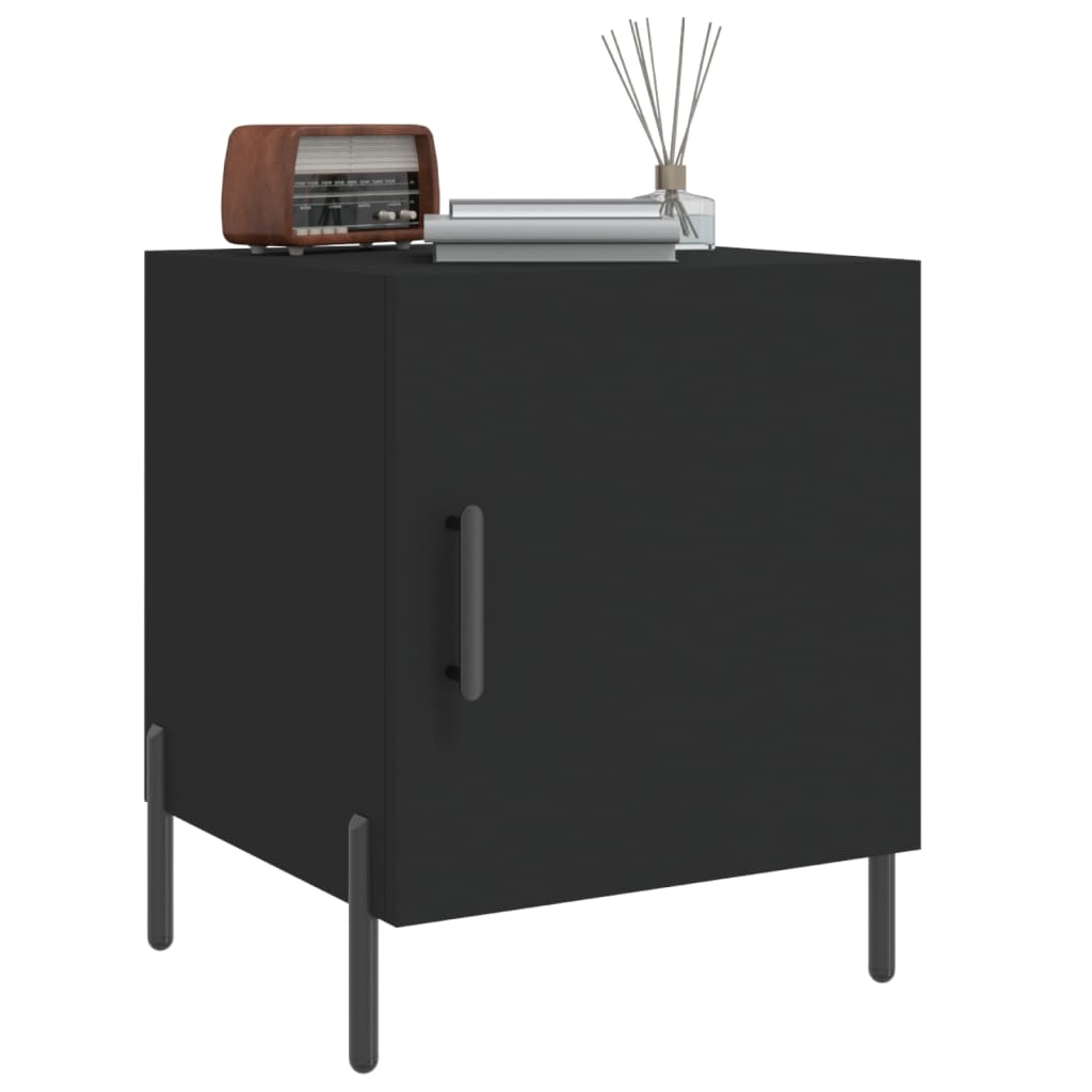 vidaXL Noptiere, 2 buc., negru, 40x40x50 cm, lemn compozit vidaXL Noptiere, 2 buc., negru, 40x40x50 cm, lemn compozit
