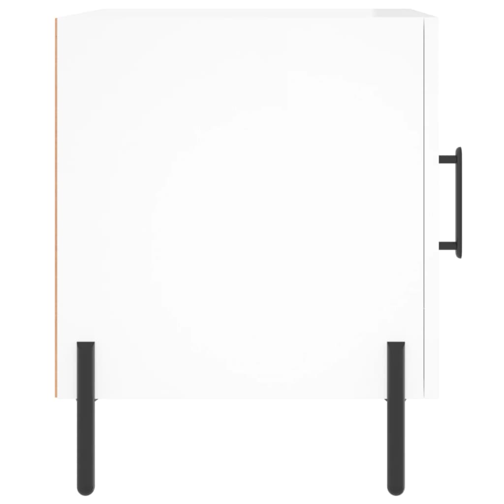 vidaXL Noptiere, 2 buc., alb extralucios, 40x40x50 cm, lemn compozit