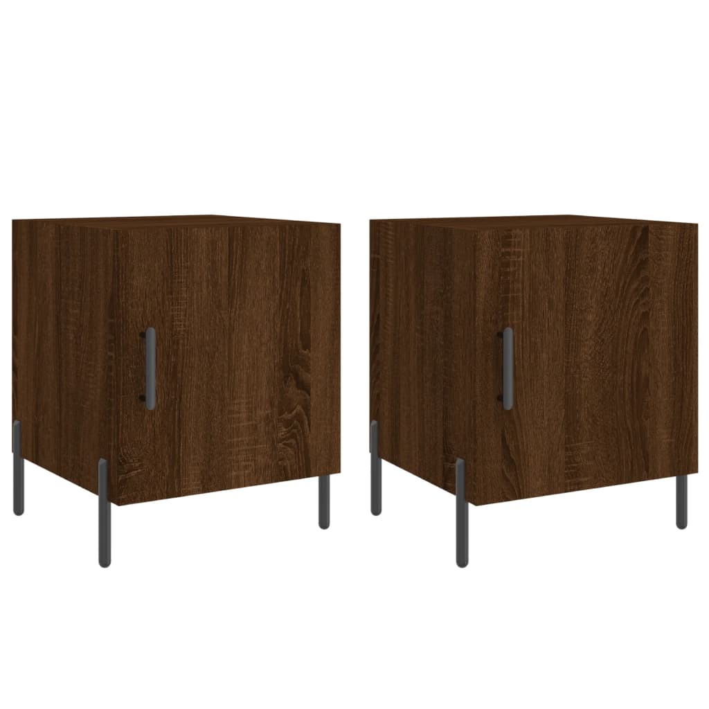 vidaXL Noptiere, 2 buc., stejar maro, 40x40x50 cm, lemn compozit vidaXL Noptiere, 2 buc., stejar maro, 40x40x50 cm, lemn compozit