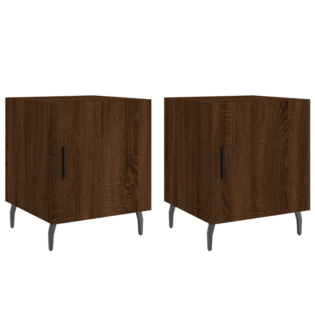 vidaXL Noptiere, 2 buc., stejar maro, 40x40x50 cm, lemn compozit vidaXL Noptiere, 2 buc., stejar maro, 40x40x50 cm, lemn compozit