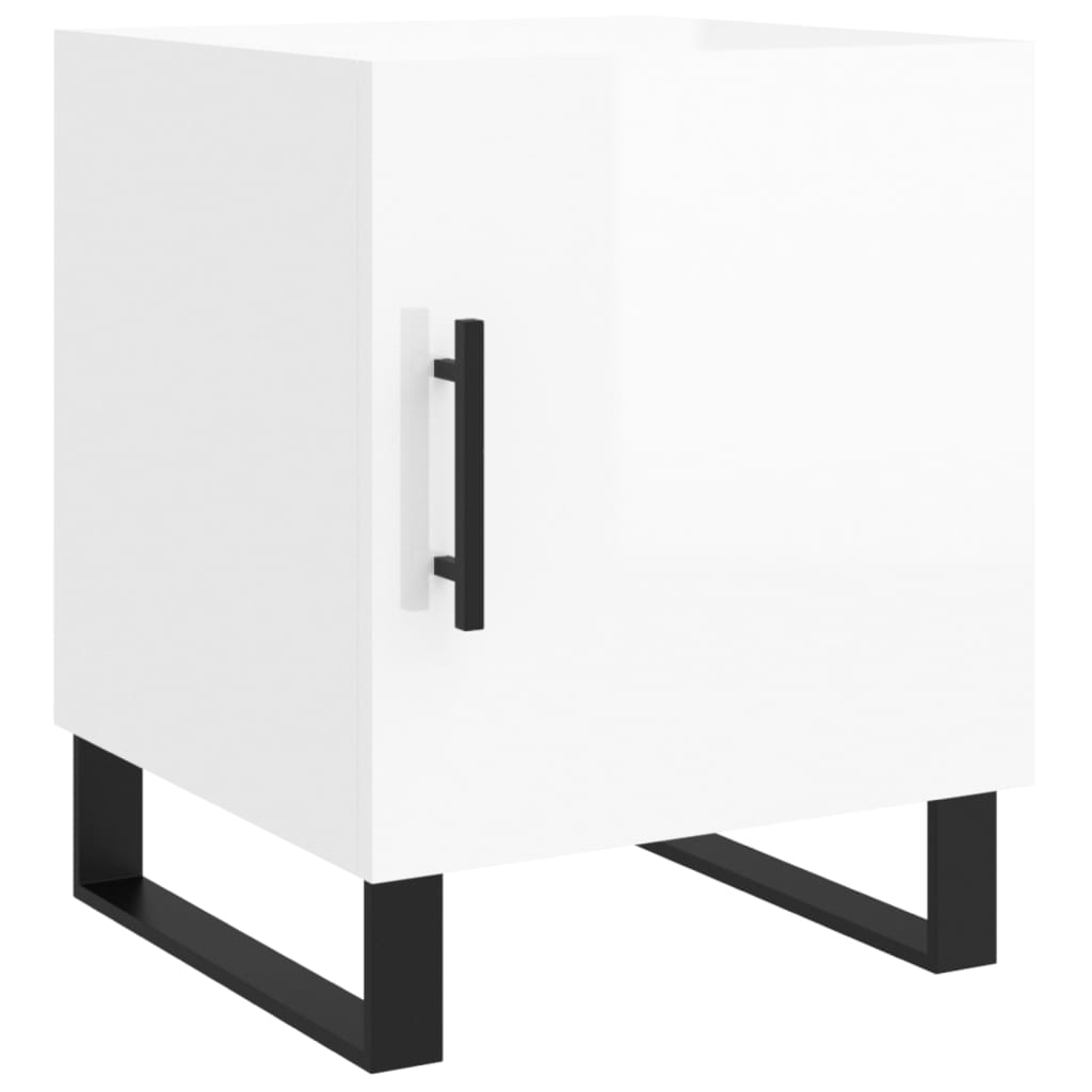 vidaXL Noptiere, 2 buc., alb extralucios, 40x40x50 cm, lemn compozit