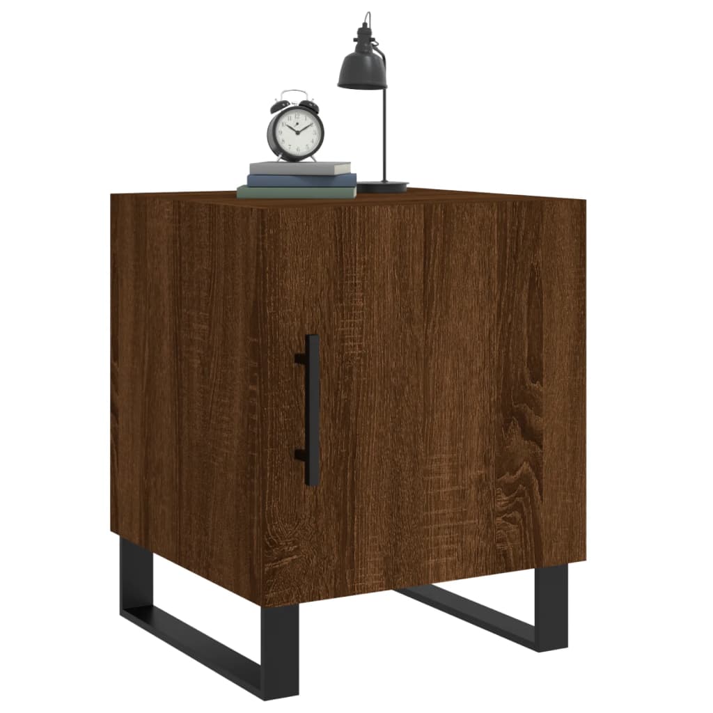 vidaXL Noptiere, 2 buc., stejar maro, 40x40x50 cm, lemn compozit vidaXL Noptiere, 2 buc., stejar maro, 40x40x50 cm, lemn compozit
