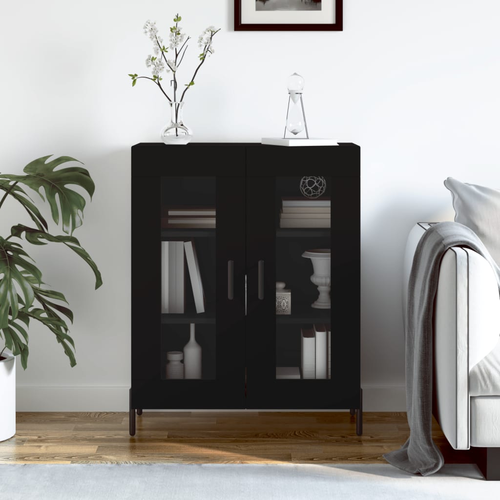 vidaXL Dulap, negru, 69,5x34x90 cm, lemn compozit